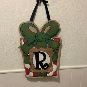 Festive Green and Gold Holiday Wall Hanging